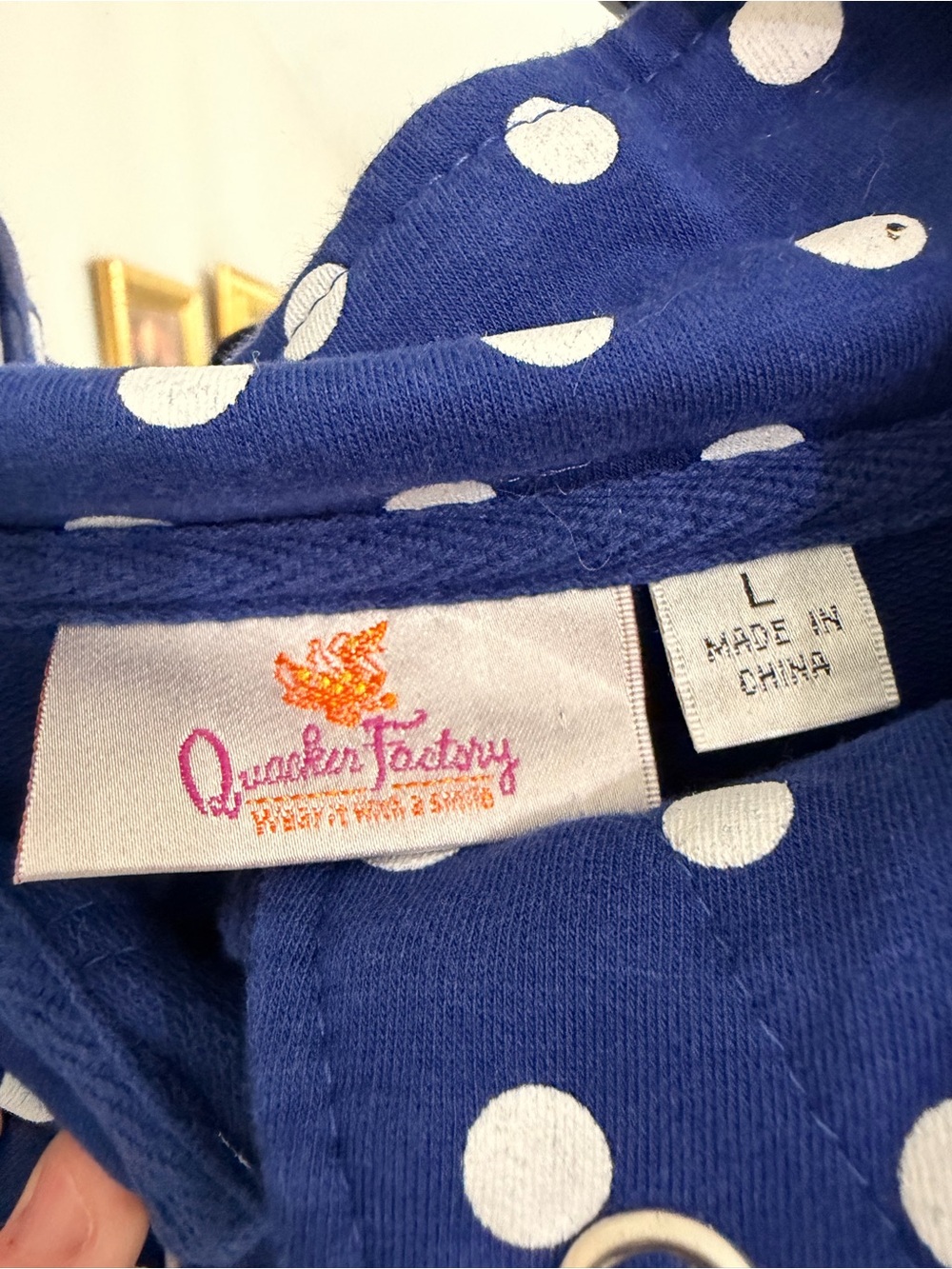Quacker Factory Navy and White Polka Dot Top - Picture 2 of 5